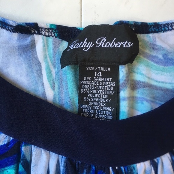 Kathy Roberts | Empire Waist Blue Abstract Dress - Picture 4 of 5